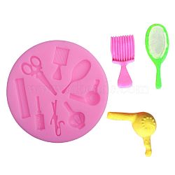 Hair Tools Design DIY Food Grade Silicone Molds, Fondant Molds, For DIY Cake Decoration, Chocolate, Candy, UV Resin & Epoxy Resin Jewelry Making, Random Single Color or Random Mixed Color, 80x8mm, Inner Size: 22~38x4~14mm(AJEW-L054-10)