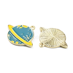 Alloy Enamel Pendants, Planet Charms, Golden, Steel Blue, 22.5x27x2mm, Hole: 2mm(ENAM-CJC0006-61F)