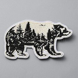 Polar Bear with Scenery Computerized Embroidery Cloth Iron on/Sew on Patches, Costume Accessories, Blue, 56x90x1.3mm(DIY-WH0409-15A)