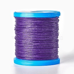 Round Waxed Cords, Micro Macrame Cord, Polyester Leather Sewing Thread, for Bracelets Making, Beading, Crafting, Bookbinding , Purple, 1mm, about 87.48 yards(80m)/roll(YC-E003-1mm-T112)