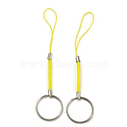 Polyester Cord Mobile Straps, with Platinum Plated Iron Findings, Yellow, 10.1~10.2cm(FIND-G063-04P-02)