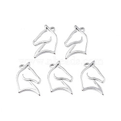 201 Stainless Steel Pendants, Horse, Stainless Steel Color, 22x17x1.5mm, Hole: 1.8mm(STAS-T063-167P)