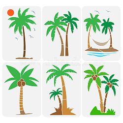 6Pcs 6 Styles PET Hollow Out Drawing Painting Stencils, for DIY Scrapbook, Photo Album, Universe Pattern, Coconut Tree, 297x210mm, 1pc/style(DIY-WH0394-0292)