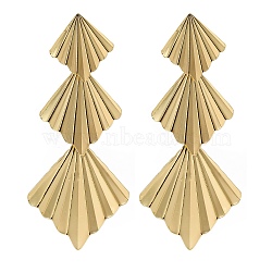 Alloy Rhombus Stud Earrings for Women, Golden, 95x41mm(EJEW-U028-02G)