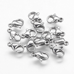 304 Stainless Steel Lobster Claw Clasps, Stainless Steel Color, 10x6x3mm, Hole: 1mm(STAS-F125-10x6mm-P)