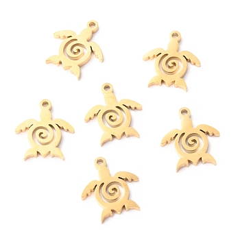 304 Stainless Steel Charms, Laser Cut, Sea Turtle, Golden, 12x11x1mm, Hole: 1mm