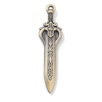 Tibetan Style Alloy Big Pendants, Sword Shapes, Antique Bronze, 56x14x5.5mm, Hole: 1.4mm