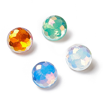 Light AB Style Eletroplated K9 Glass Rhinestone Cabochons, Pointed Back & Back Plated, Diamond, Mixed Color, 8x4.5mm