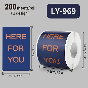 200Pcs Thank You Theme Stickers Roll, Round Paper Adhesive Labels, Decorative Sealing Stickers for Gifts, Party, Prussian Blue, 80x50x0.1mm