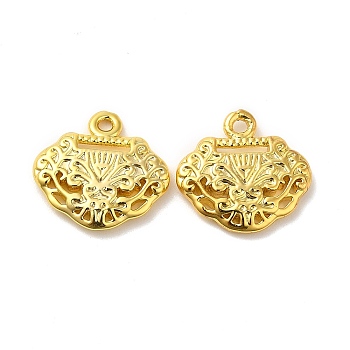 Rack Plating Brass Charms,  Lead Free & Cadmium Free Free, Long-Lasting Plated, Auspicious Clouds Lock Charm, Real 18K Gold Plated, 12.5x13x2mm, Hole: 1.2mm