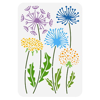 Plastic Drawing Painting Stencils Templates, for Painting on Scrapbook Fabric Tiles Floor Furniture Wood, Rectangle, Dandelion, 29.7x21cm
