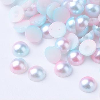 Imitation Pearl Acrylic Cabochons, Dome, Pink, 8x4mm, about 2000pcs/bag