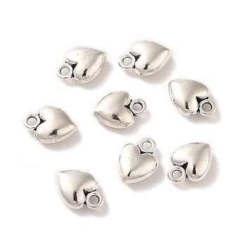 Tibetan Style Alloy Charms, Heart Charm, Antique Silver, 10x7.5x3.5mm, Hole: 1.4mm, about 714pcs/500g