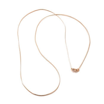 1mm Rack Plating Brass Square Snake Chain Necklaces for Women Men, Cadmium Free & Lead Free, 901 Stainless Steel Clasp, Long-Lasting Plated, Rose Gold, 23.62 inch(60cm)