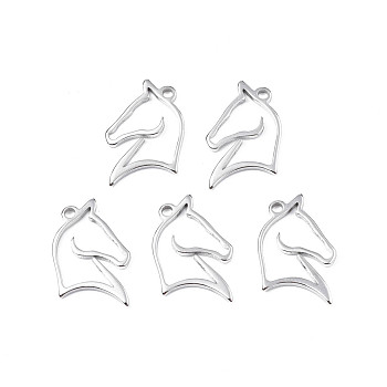 201 Stainless Steel Pendants, Horse, Stainless Steel Color, 22x17x1.5mm, Hole: 1.8mm