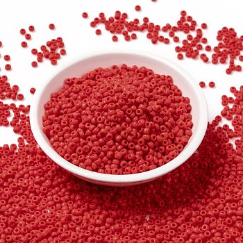 MIYUKI Round Rocailles Beads, Japanese Seed Beads, (RR407) Opaque Vermillion Red, 8/0, 3mm, Hole: 1mm, about 2111~2277pcs/50g