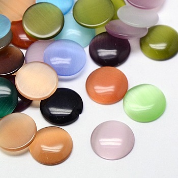 Cat Eye Cabochons, Half Round, Mixed Color, 4x2mm