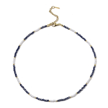 Glass Beaded Necklaces, Midnight Blue, 18.66 inch(47.4cm)