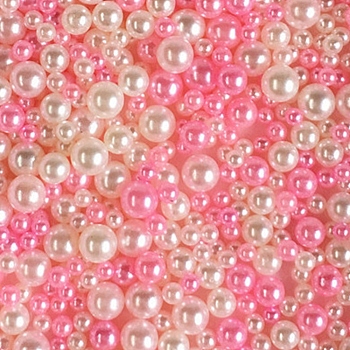 Resin Beads, No Hole, Imitation Pearl, Round, Pink, 2.5~5mm, about 350~500pcs/bag
