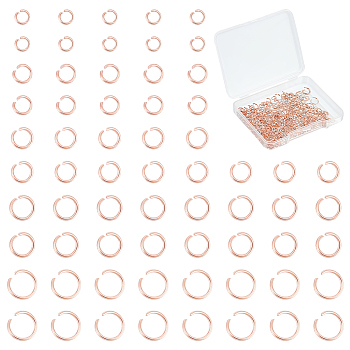 304 Stainless Steel Jump Rings, Open Jump Rings, with Bead Container, Rose Gold, 6.8x5.2x1.1cm, 250pcs/box