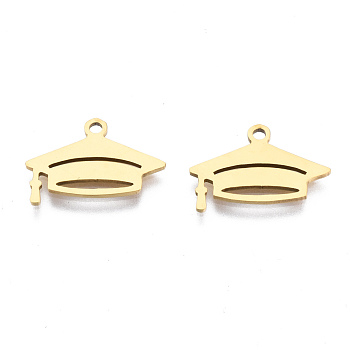 Ion Plating(IP) 201 Stainless Steel Pendants, Laser Cut, Hat, Golden, 11.5x16.5x1mm, Hole: 1.4mm