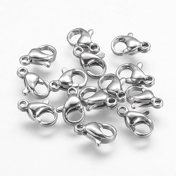 304 Stainless Steel Lobster Claw Clasps, Stainless Steel Color, 10x6x3mm, Hole: 1mm