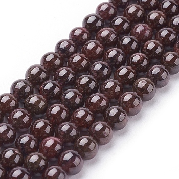 Gemstone Beads Strands, Natural Garnet, Grade AB, Round, Dark Red, 6mm, Hole: 0.8~1mm, about 61pcs/strand, 15 inch