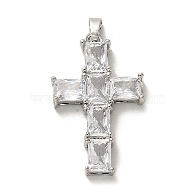 Platinum Clear Cross Alloy+Cubic Zirconia Pendants