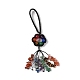 Flower Dyed Natural Gemstone Braided Thread Pendant Decorations(HJEW-K046-04A)-2