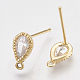 Brass Cubic Zirconia Stud Earring Findings(X-KK-T035-05)-2