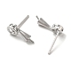 Rhodium Plated Donut 925 Sterling Silver Stud Earring Findings(STER-P056-13P)-2