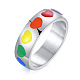 Rainbow Color Pride Flag Enamel Heart Finger Ring(RABO-PW0001-035E-P)-1