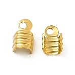 304 Stainless Steel Folding Crimp Ends, Fold Over Crimp Cord Ends, Golden, 7x4x3mm, Hole: 1.4mm, Inner Diameter: 3.5mm(STAS-P319-03G)