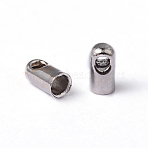 Brass Cord Ends, Nickel Free, Platinum, 4.5x2.1mm, Hole: 1mm, Inner Diameter: 1.5mm(EC111-2NF)
