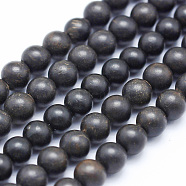 Natural Ebony Wood Beads Strands, Round, Dyed, 10mm, Hole: 1mm, about 39pcs/strand, 15.55 inch(39.5cm)(X-WOOD-P011-03-10mm)