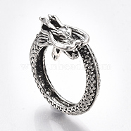 Alloy Cuff Finger Rings, Wide Band Rings, Dragon, Antique Silver, US Size 9 3/4(19.5mm)(RJEW-T006-58)