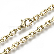 Brass Cable Chains Necklace Making, with Brass Lobster Clasps, Unwelded, Light Gold, 18.3 inch(46.5cm) long, link: 5.5x4x1mm, jump ring: 5x1mm, 3mm inner diameter(MAK-N034-004B-KC)