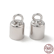 Rhodium Plated 925 Sterling Silver Cord Ends, End Caps, Column, Platinum, 8x5mm, Hole: 1.8mm, Inner Diameter: 4mm(STER-P055-02D-P)