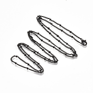 Brass Coated Iron Curb Chain Necklace Making, with Lobster Claw Clasps, Black, 32 inch(81.5cm)(MAK-T006-02A)