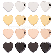 16Pcs 4 Colors 304 Stainless Steel Beads, Heart, Mixed Color, 8.5x9x3mm, Hole: 1.8mm, 4pcs/color(STAS-DC0002-05)