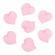 Transparent Frosted Acrylic Leaf Charms, Pearl Pink, 16x15x2.5mm, Hole: 1.4mm(FACR-ZX003-01A)
