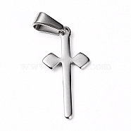 304 Stainless Steel Pendants, Cross, Stainless Steel Color, 27x13x1mm, Hole: 8x3mm(STAS-L210-10P)