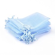 Organza Gift Bags with Drawstring, Jewelry Pouches, Wedding Party Christmas Favor Gift Bags, Cyan, Size: about 8cm wide, 10cm long(OP-002-8)