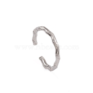 304 Stainless Steel Rattan Open Cuff Rings for Women, Stainless Steel Color, Inner Diameter: 17.6mm(RJEW-G285-03P)