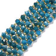 Natural Apatite Beads Strands, with Seed Beads, Faceted, Diagonal Cube Beads, 5~6x5~6x4~5mm, Hole: 1mm, about 49~55pcs/strand, 15.35''~15.75''(39~40cm)(G-P463-29)