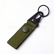 (Clearance Sale)Zinc Alloy Outdoor Carabiners Hanger Buckle Hook, with Nylon Tape, Olive, 135x27mm, Clasp: 45x31x6.5mm, Ring: 30x3mm, Inner Diameter: 25mm(TOOL-WH0132-38C)