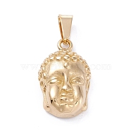 Vacuum Plating 304 Stainless Steel Pendants, Buddha, Golden, 23.5x14x7mm, Hole: 7x3mm(STAS-A053-23G)