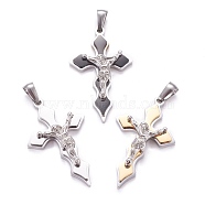 Easter Theme 304 Stainless Steel Pendants, Crucifix Cross, Mixed Color, 36.5x22x5.5mm, Hole: 3x5mm(STAS-L225-004)