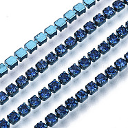 Electrophoresis Iron Rhinestone Strass Chains, Rhinestone Cup Chains, with Spool, Light Sapphire, SS6.5, 2~2.1mm, about 10yards/roll(CHC-Q009-SS6.5-B11)