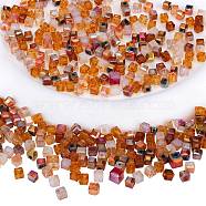 2 Bags Imitation Artificial Crystal Glass Beads, Faceted Cube, Mixed Style, Brown, 4x4x4mm, Hole: 1.2mm, about 100pcs/bag(GLAA-SZ0001-95B-05)